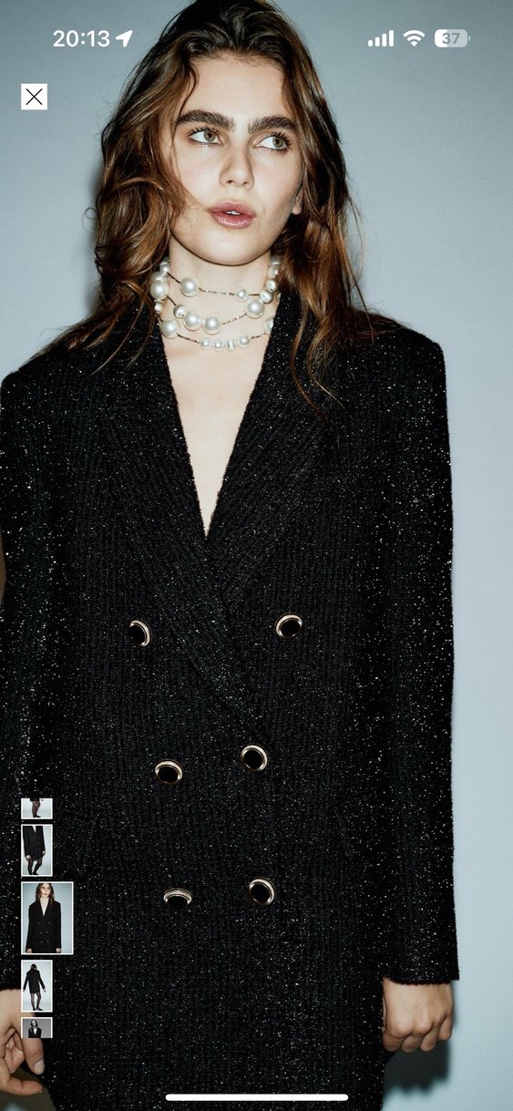 ZARA METALİK İPLİ YÜNLÜ KRUVAZE BLAZER - Görsel 5