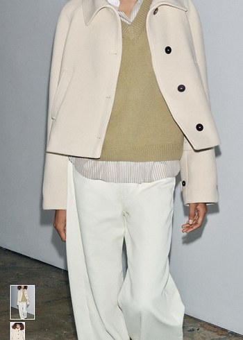 ZARA ZW COLLECTİON YÜNLÜ KISA KABAN - Görsel 3