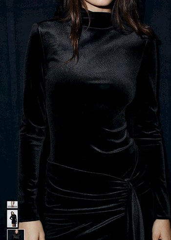 ZARA KADİFE KISA KUŞAKLI ELBİSE - Görsel 3