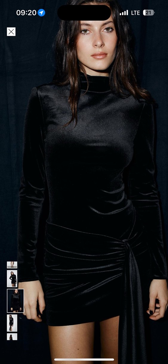 ZARA KADİFE KISA KUŞAKLI ELBİSE - Görsel 3