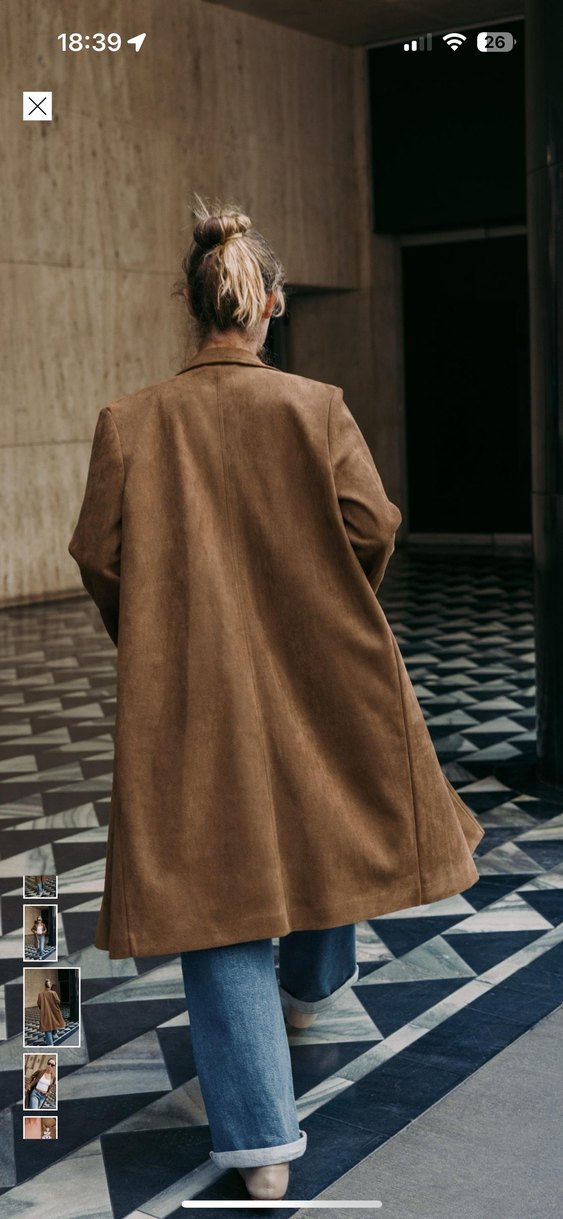 ZARA BROŞLU SUNİ SÜET FRAK KABAN - Görsel 3