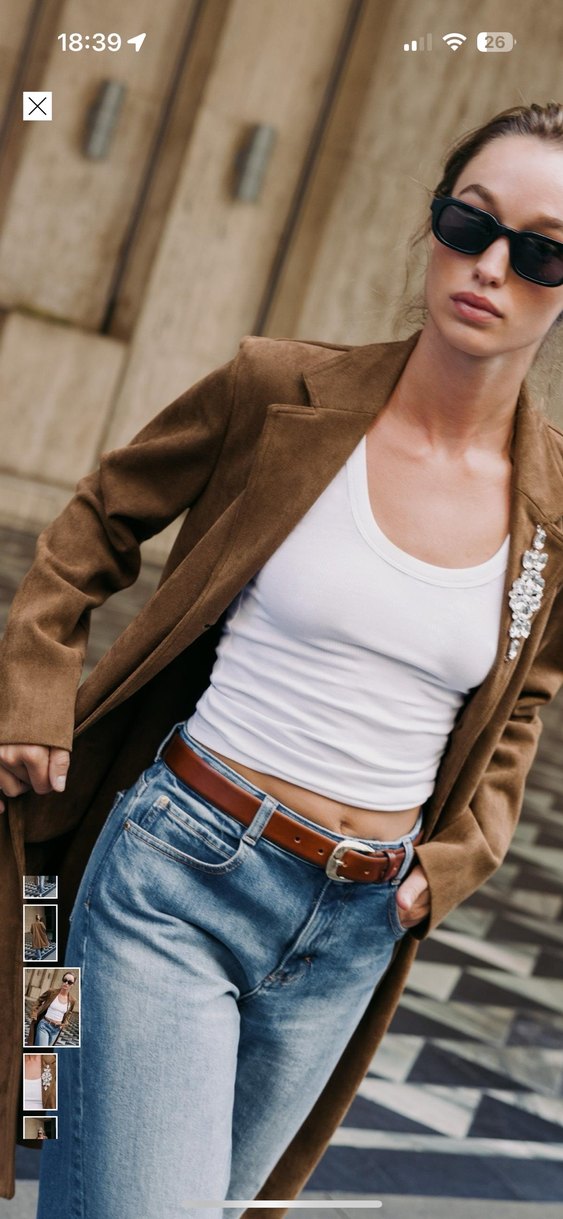 ZARA BROŞLU SUNİ SÜET FRAK KABAN - Görsel 4