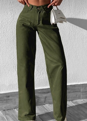 Haki Regular Fit Midi Boy Kadın Kot Pantolon - Görsel 2