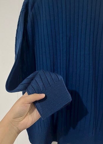 Lacivert Balıkçı Yaka Triko Kazak - Görsel 2