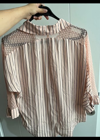 Kolları dantelli gömlek - Görsel 4