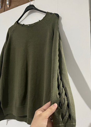 Yeşil Örgü Kadın Uzun Kollu Kazak - Görsel 4