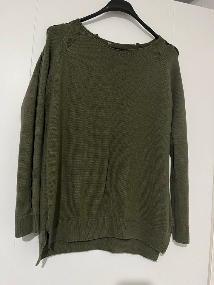 Yeşil Örgü Kadın Uzun Kollu Kazak - Görsel 3