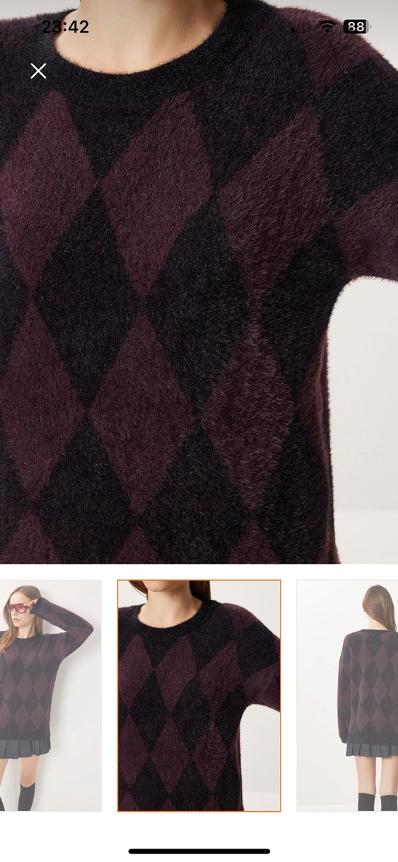 Baklava desenli tüylü yumoş kazak - Görsel 2