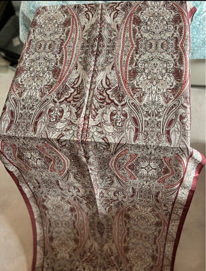 Bordo Gri Desenli Kadın Şal - Görsel 2