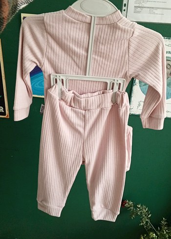 Düğmeli Pembe Bebek Kız Takımı - Görsel 2