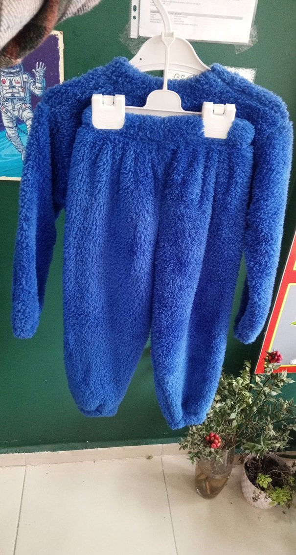 Kız Çocuk Mavi Peluş Nakışlı Sweatshirt - Görsel 2