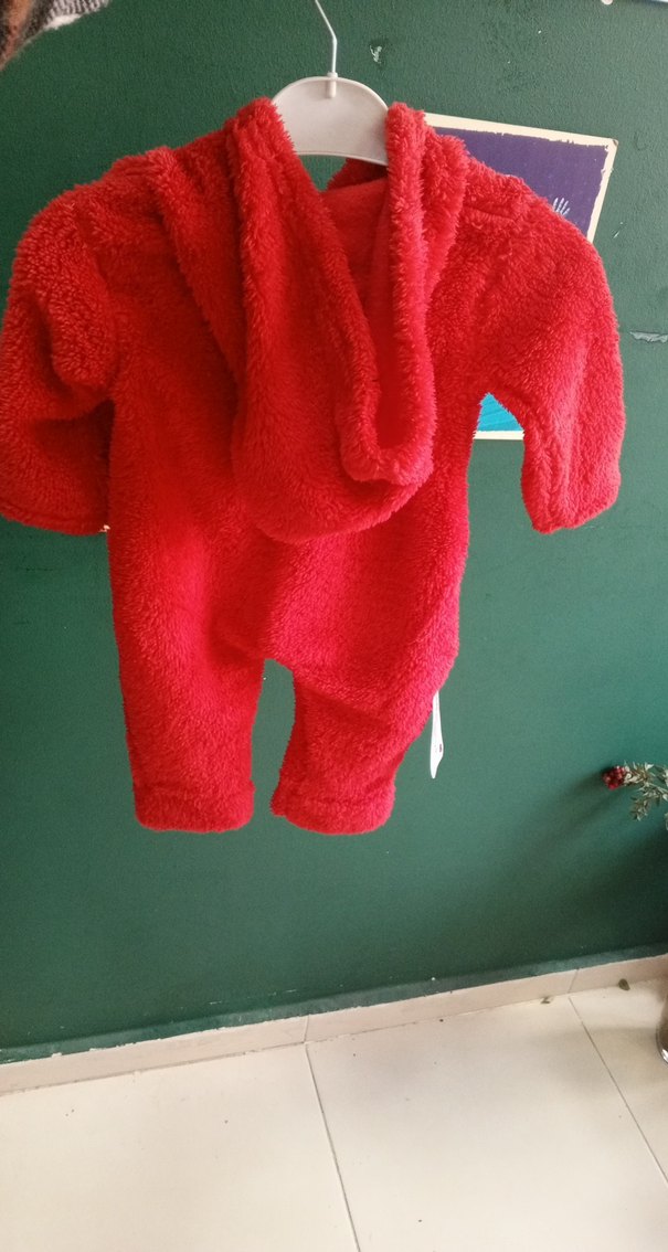 Kız Bebek Kırmızı Kürklü Tulum - Görsel 2