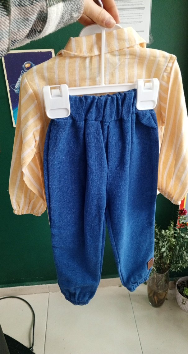 Sarı Nakışlı Bebek Erkek Takım - Görsel 2