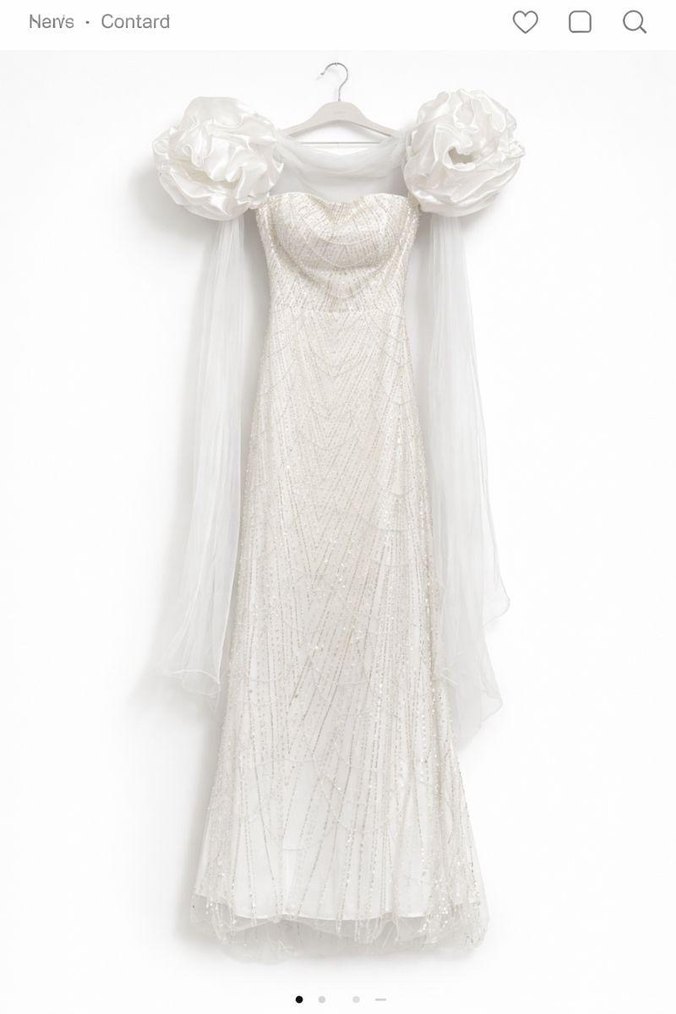 Straplez Modern Beyaz Söz/Nişan/Nikah/Düğün Elbisesi - Görsel 3