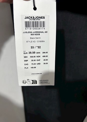 Jack&Jones Siyah Kot Pantolon Erkek 33/32 - Görsel 3