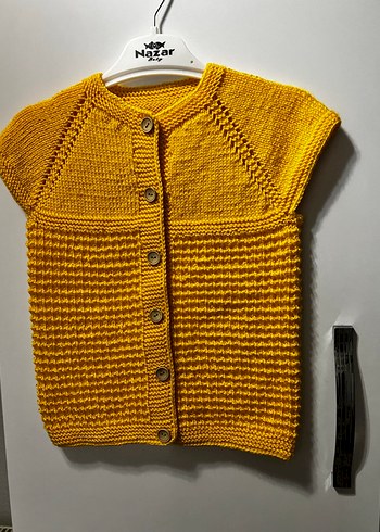Kız Çocuk Sarı Bohem Örgü Yelek - Görsel 3
