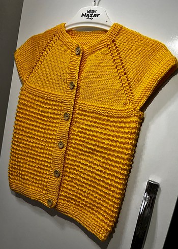Kız Çocuk Sarı Bohem Örgü Yelek - Görsel 2