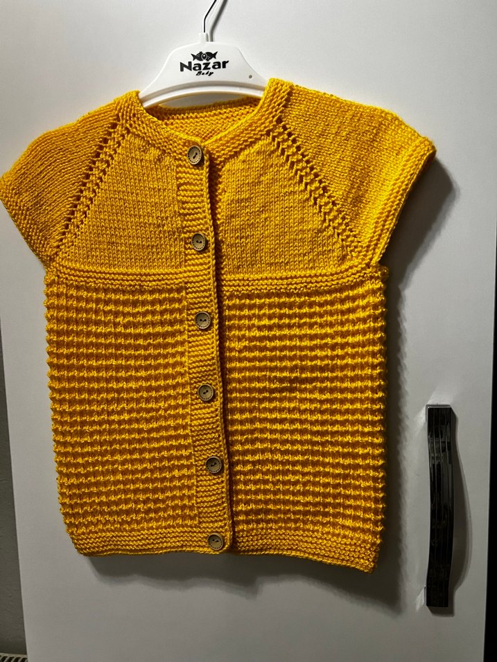 Kız Çocuk Sarı Bohem Örgü Yelek - Görsel 3