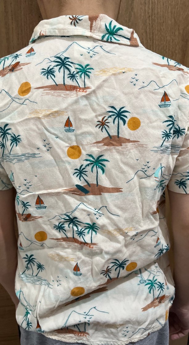 Beyaz Desenli Kısa Kollu Erkek Gömlek - Görsel 2