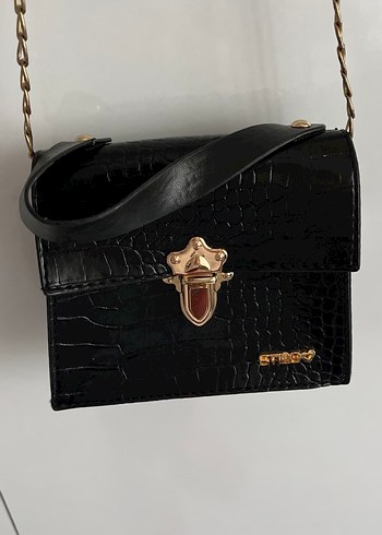 Zincir Detaylı Siyah Deri Kadın Çanta - Görsel 2