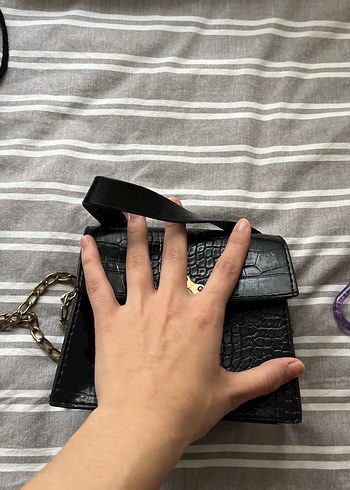 Zincir Detaylı Siyah Deri Kadın Çanta - Görsel 4