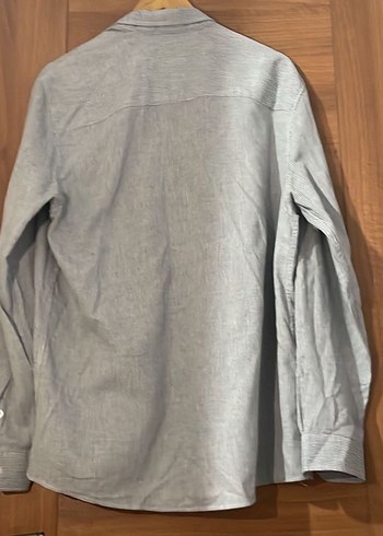 Gri Regular Fit Keten Erkek Gömlek - Görsel 2