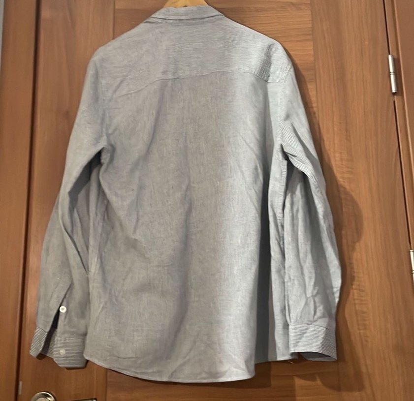 Gri Regular Fit Keten Erkek Gömlek - Görsel 2