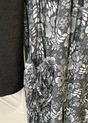 Gri Uzun Kollu Örgü Midi Elbise balon etek - Görsel 3