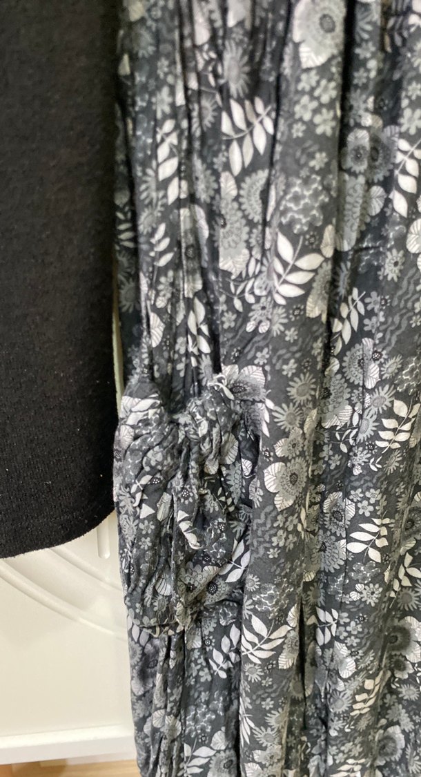 Gri Uzun Kollu Örgü Midi Elbise balon etek - Görsel 3