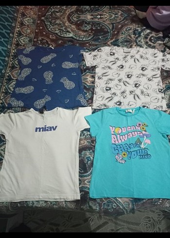 Kız Çocuk Renkli Baskılı Kısa Kollu Tişört - Görsel 2