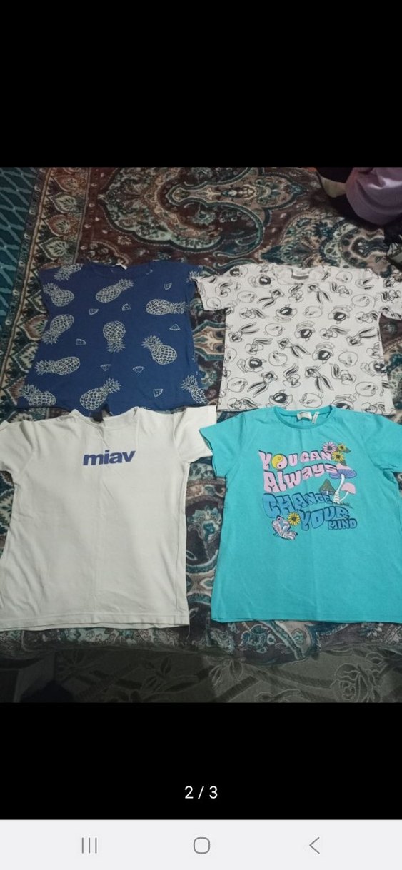 Kız Çocuk Renkli Baskılı Kısa Kollu Tişört - Görsel 2