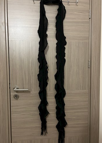 Siyah Dantel Detaylı Örgü Kadın Şal - Görsel 2