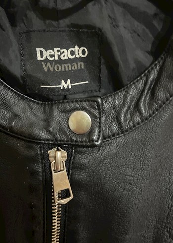 Siyah Deri Kadın Biker Ceket - Görsel 3