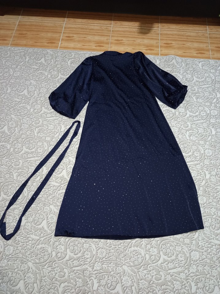 Lacivert Uzun Bohem Kadın Sabahlık - Görsel 2