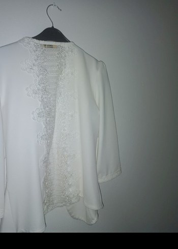 Beyaz Mini Kadın Keten Blazer Ceket - Görsel 2