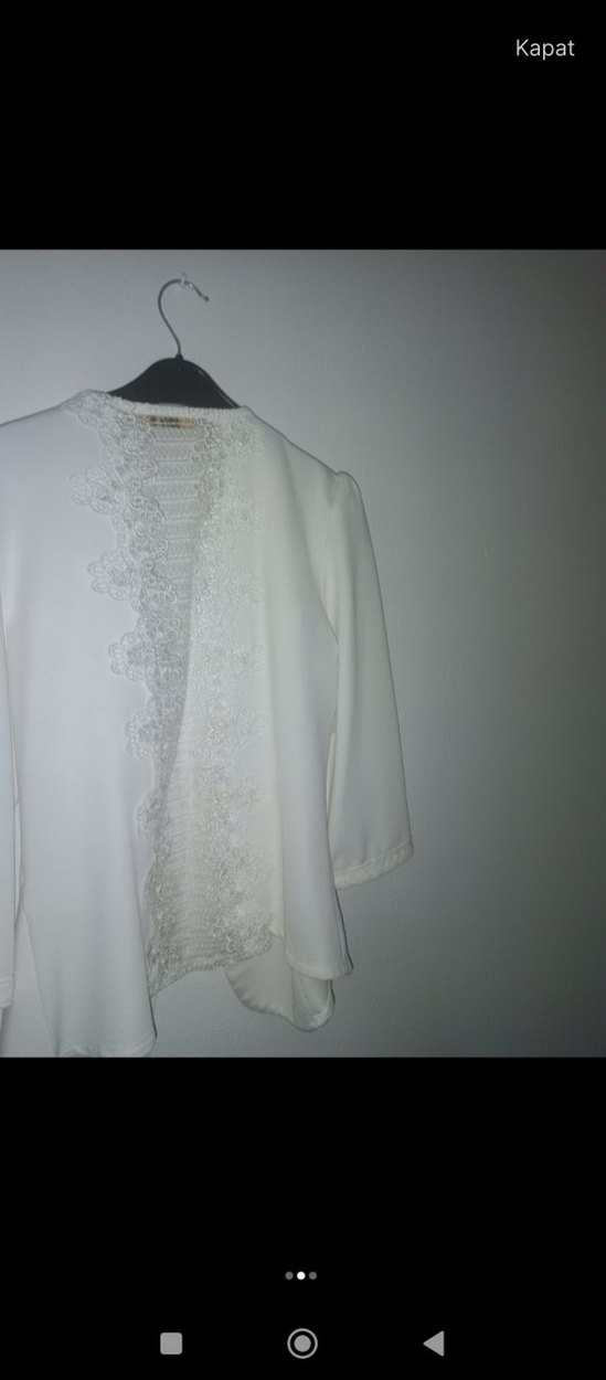 Beyaz Mini Kadın Keten Blazer Ceket - Görsel 2