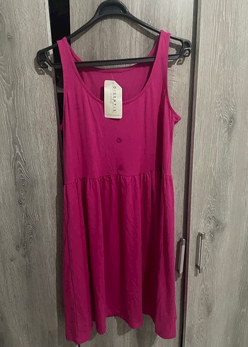 Pembe Midi Pamuklu Salaş Elbise - Görsel 2