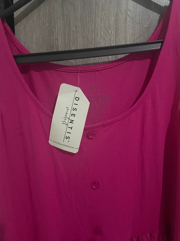 Pembe Midi Pamuklu Salaş Elbise - Görsel 4