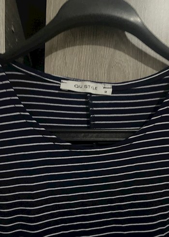 Gri Çizgili Salaş Uzun Örme Elbise - Görsel 2