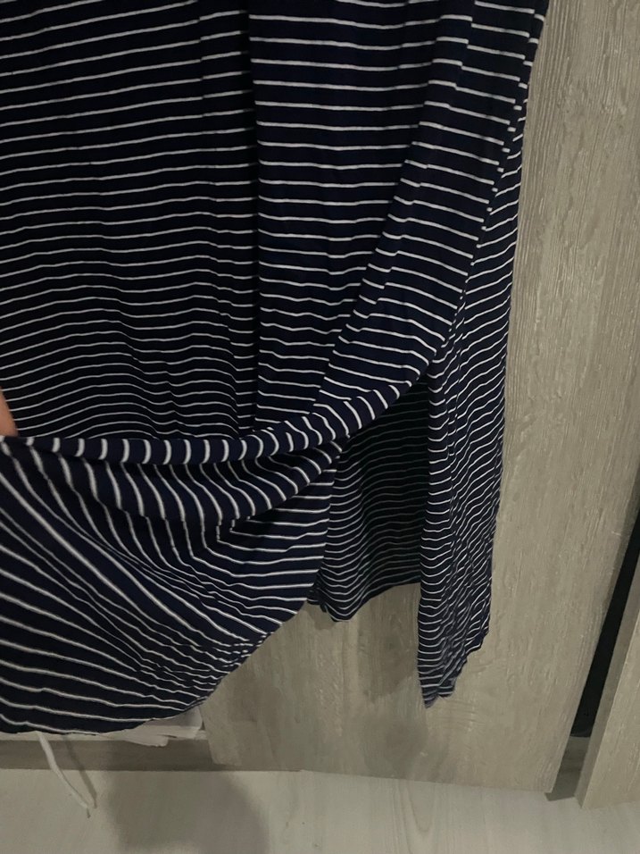 Gri Çizgili Salaş Uzun Örme Elbise - Görsel 3