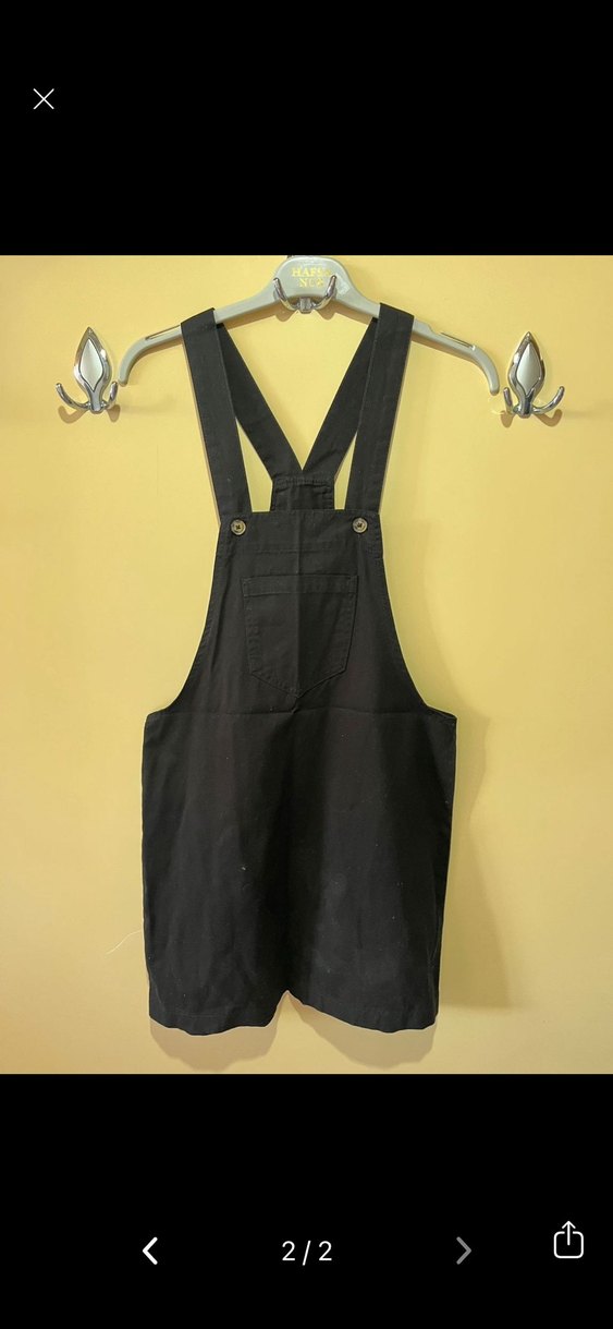 Siyah Mini Askılı Kısa Tulum - Görsel 2