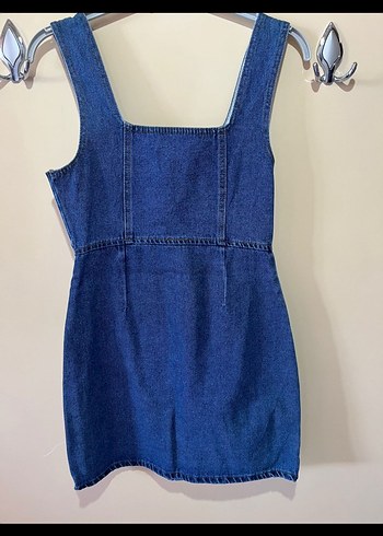 Kızlar için Düğmeli Lacivert Denim Salopet - Görsel 2