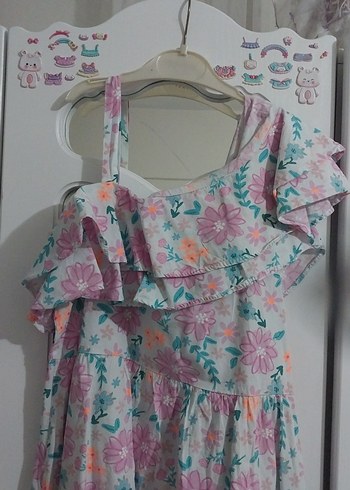 Pembe Çiçekli Bohem Kız Elbisesi - Görsel 2