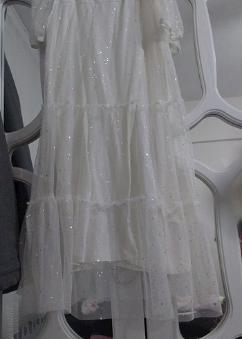 Beyaz Kız Çocuk Fırfırlı Elbise 10/11 yas - Görsel 3