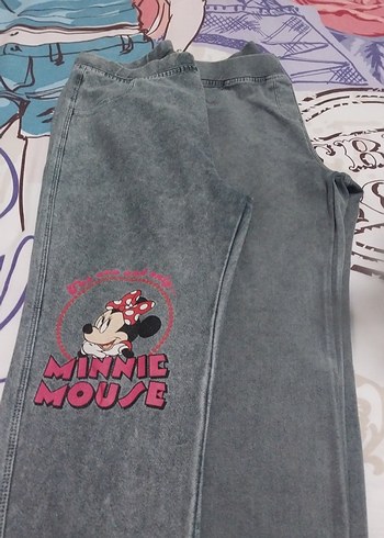 Gri Minnie Mouse Baskılı Bol Kot Eşofman 2tan 11/12 yas - Görsel 2