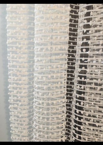 İşlemeli Beyaz Tül Perde taç - Görsel 2