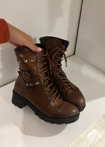 Kahverengi Deri Çocuk Bot - Görsel 5