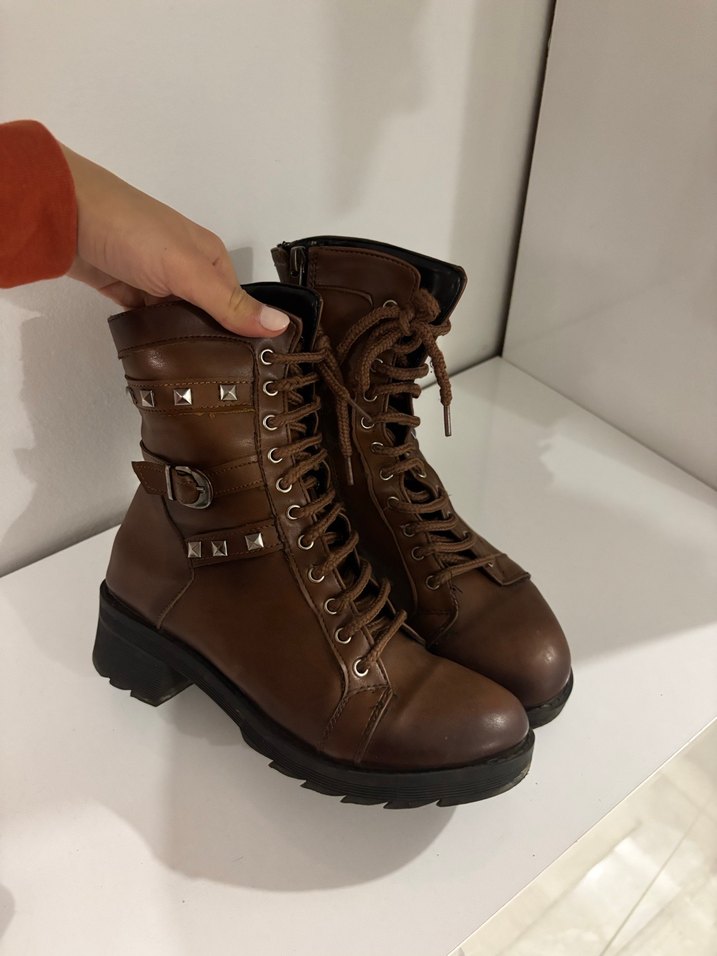 Kahverengi Deri Çocuk Bot - Görsel 5