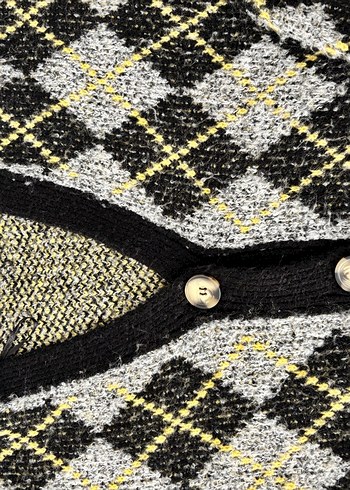 Kadın Ekose Desenli Örgü Hırka - Görsel 3