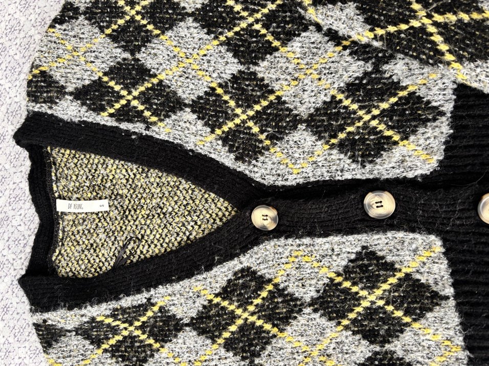 Kadın Ekose Desenli Örgü Hırka - Görsel 3